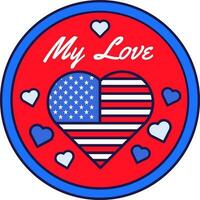 amerikanisch festlich National Flagge Aufkleber meine Liebe vektor