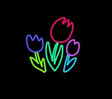 Neon- Schlaganfall Tulpe Nacht Erleuchtung Illustration vektor