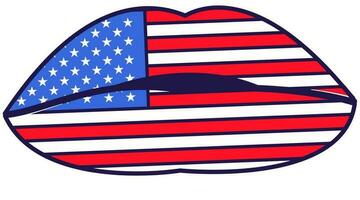 amerikanisch Flagge festlich Mädchen Lippen vektor