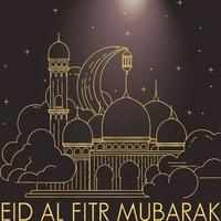 vektorillustration av eid mubarak mono line banner bakgrundsmall vektor