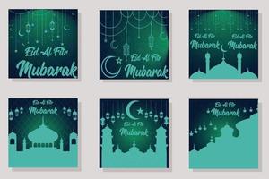 Happy Eid Mubarak Gruß Hintergrund Design sechs Sammlung vektor