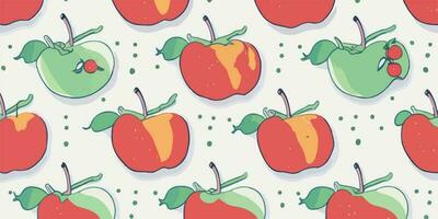 funky Frucht, Apfel Muster mit geometrisch Designs vektor