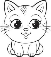 süß Karikatur Katze Vektor Illustration, Katze Färbung Seite zum Kinder und Erwachsene. drucken Design, T-Shirt Design, tätowieren Design, Wandgemälde Kunst, Katze Maskottchen