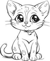 süß Karikatur Katze Vektor Illustration, Katze Färbung Seite zum Kinder und Erwachsene. Katze Vektor Logo, T-Shirt Design, tätowieren Design, Wandgemälde Kunst, Katze Maskottchen