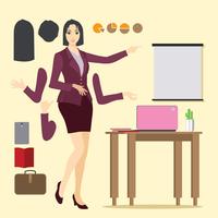 Illustration der asiatischen Berufsfrau mit Geschäftsfrau Clothes vektor