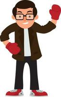 tecknad serie affärsman bär boxning handskar. vektor
