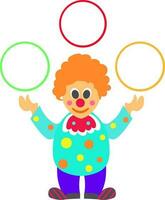 clown jonglering färgrik ringar. vektor
