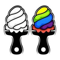 Bürste und Eis Sahne Logo Design vektor