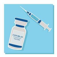 minimalistisk vaccinflaskor injektionsspruta coronavirusvaccin vektorillustration vektor