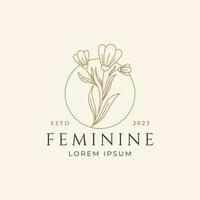 Blumen- Logo im feminin Stil zum Schönheit Schmuck Salon und Spa Florist minimalistisch Vektor Design