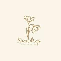 snö släppa blomma logotyp minimalistisk linje feminin blomsterhandlare skönhet salong och spa vektor ikon symbol illustration design