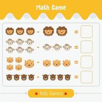 matematik spel med bilder för barn lätt nivå utbildning för barn förskola kalkylaktivitet vektor