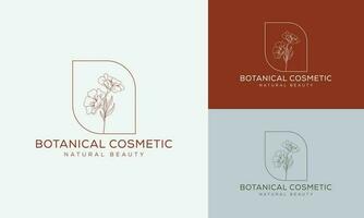 botaniska blommiga element handritad logotyp med vilda blommor och blad. logotyp för spa och skönhetssalong, boutique, ekologisk butik, bröllop, blomsterdesigner, inredning, fotografi, kosmetika. vektor