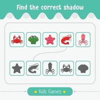Finde das richtige Schattenkinderspiel für pädagogische Vorschulkinder vektor