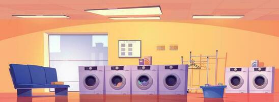 industriell sauber Wäsche Zimmer Bedienung Karikatur vektor