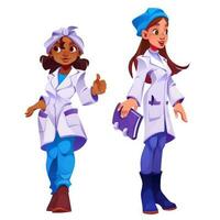 kvinna läkare tecknad serie karaktär, sjukhus personal vektor