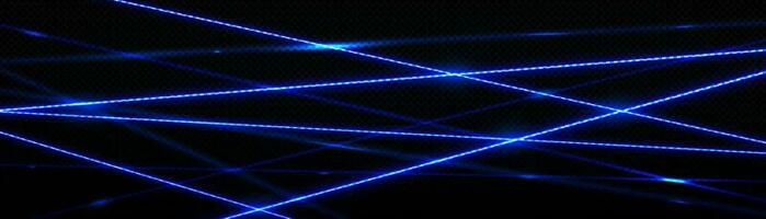 realistisch Neon- Blau Laser- Balken sich überschneiden vektor