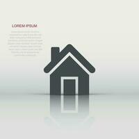 hus byggnad ikon i platt stil. Hem lägenhet vektor illustration på vit isolerat bakgrund. hus bostad företag begrepp.