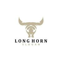 lange Horn Logo, Vieh Stier Tier Vektor, retro Jahrgang Design, Silhouette Symbol, Vorlage Marke vektor