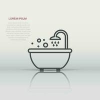 bad dusch ikon i platt stil. badrum hygien vektor illustration på vit bakgrund. bad spa företag begrepp.