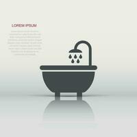 bad dusch ikon i platt stil. badrum hygien vektor illustration på vit bakgrund. bad spa företag begrepp.