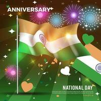 Lycklig nationell dag Indien. flagga bakgrund. för banderoller, hälsning kort och posters vektor