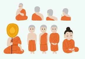 munk karaktär objekt element för thai kultur vektor