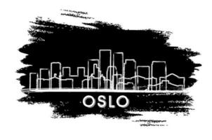 oslo Norge stad horisont silhuett. hand dragen skiss. företag resa och turism begrepp med historisk arkitektur. vektor