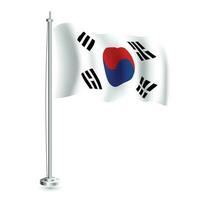 Süd Korea Flagge. isoliert realistisch Welle Flagge von Süd Korea Land auf Fahnenstange. vektor