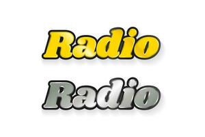 Radio Beschriftung typografisch Design im Silber und Gold. Gold und Silber Radio Emblem. vektor