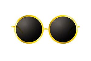 Gold runden Sonnenbrille mit schwarz Linsen auf Weiß Hintergrund. Vektor Illustration. eps 10.