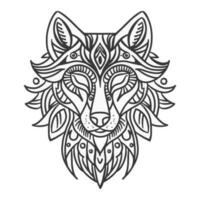 Wolf Kopf Zentangle. Anti-Stress Färbung zum Erwachsene. schwarz und Weiß Linien. drucken zum T-Shirts und Färbung Bücher. vektor