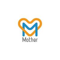 brev m mor kärlek symbol färgrik logotyp vektor