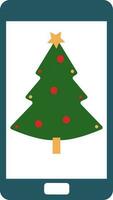 jul träd design i smart telefon. vektor