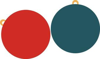 rot und Blau zwei Bälle Weihnachten Symbol. vektor