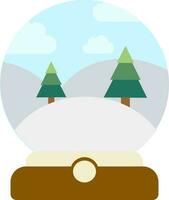 xmas träd i snö klot ikon i platt stil. vektor