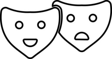 teater- masker ikon tillverkad med linje konst. vektor