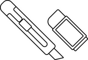 stroke ikon av suddgummi och fräs verktyg i illustration. vektor