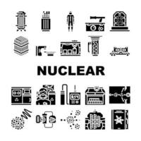 kärn energi kraft reaktor ikoner uppsättning vektor