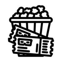 Popcorn Tickets Kino Linie Symbol Vektor Illustration