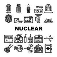 nuklear Energie Leistung Reaktor Symbole einstellen Vektor