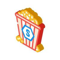 klassisch Salz- Popcorn Essen isometrisch Symbol Vektor Illustration