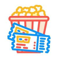 Popcorn Tickets Kino Farbe Symbol Vektor Illustration