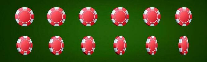 3d röd kasino klubb poker chip rotation vektor