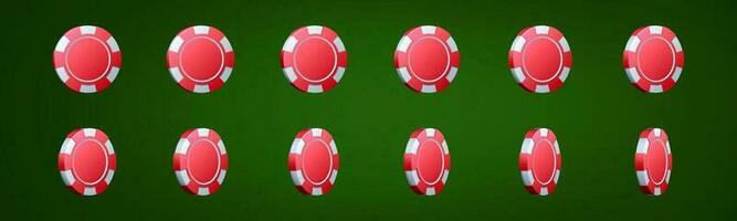 3d rot Kasino Verein Poker Chip Drehung Vektor