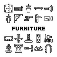 Möbel passend zu Konstruktion Symbole einstellen Vektor