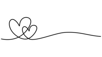zwei Herzen Umarmen kontinuierlich Linie Zeichnung. Valentinsgrüße Tag Konzept vektor