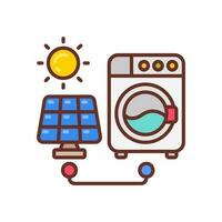 Solar- angetrieben Waschen Maschine Symbol im Vektor. Illustration vektor