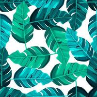 hawaiianisch inspiriert Muster. modisch exotisch, Palme Bäume und üppig Grün Hintergrund. abstrakt Hintergrund botanisch Garten. vektor