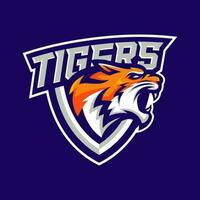 Tiger wütend Maskottchen Logo Esport Design Vektor Illustration